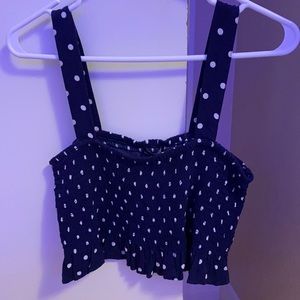 AE navy and white crop top size small
